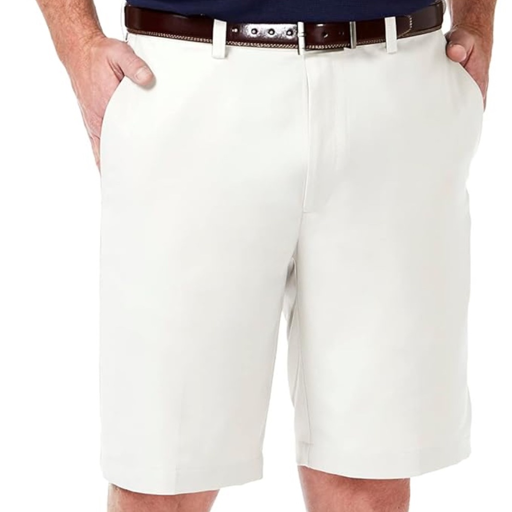 NWT Haggar Men's Cool 18 Pro 4-Way Stretch Golf Shorts WHITE